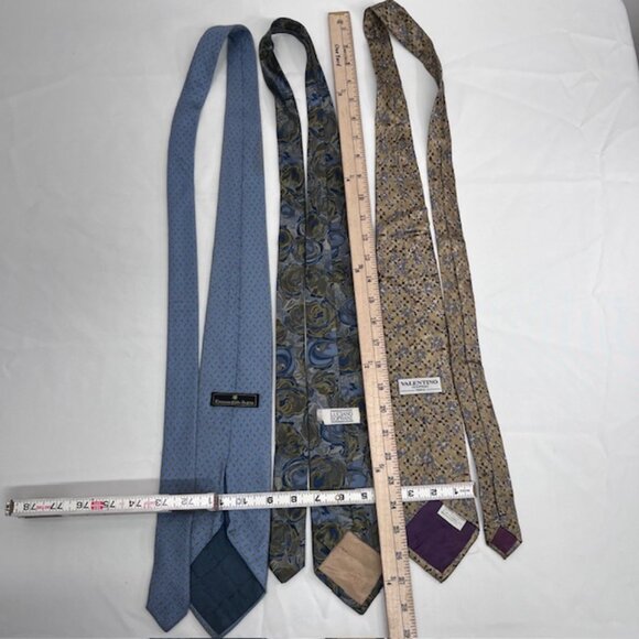 Set:3 Neckties Valentino-Luciano-Ermenegildo +1 Vlentino Handkerchief Blue (59) - Picture 8 of 13